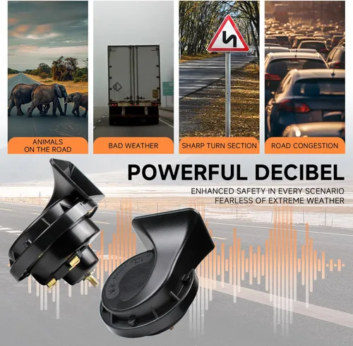 Vista 2 de FARBIN Bocina de coche impermeable de 12 V para coche, kit de bocina de caracol eléctrico de doble tono, universal para cualquier vehículo de 12 V