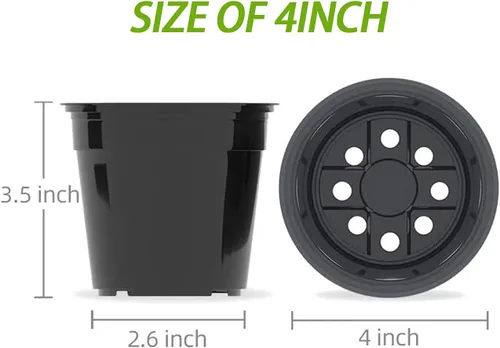 Vista 2 de Paquete de 50 macetas de cuarto de bebé, 4, 5 y 6 pulgadas, macetas de plástico duraderas para interiores, macetas decorativas modernas para plantas