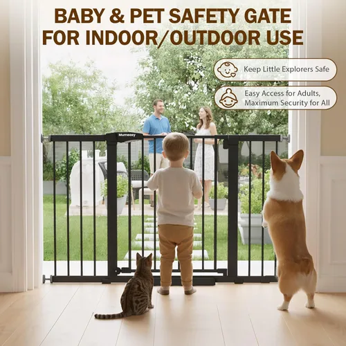 Vista 7 de Mumeasy Puerta de bebé extra ancha de 29.7 a 51 pulgadas para escaleras, puerta para perros de interior extra larga para puertas, puerta para niños