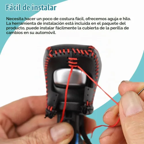 Vista 7 de LEXLEY Funda de palanca de cambios de cuero para Dodge 2015-2023 Charger Challenger, 2016-2023 Durango - Costuras negras