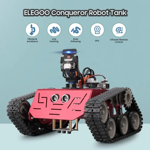 Vista 2 de ELEGOO Kit de tanque de robot Conqueror con UNO R3, compatible con Arduino