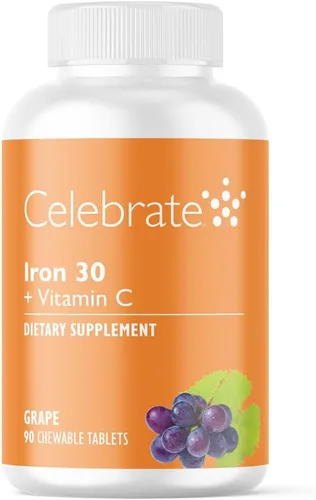 Vista 10 de Suplemento de hierro con vitamina C, 30 mg de hierro, 60 mg de vitamina C, vitaminas bariátricas para pacientes con WLS, manga vertical y cirugía