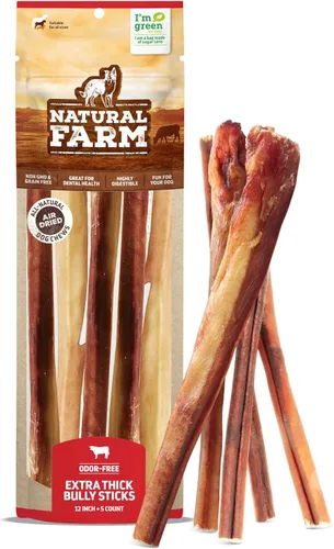 Vista 13 de Natural Farm Nervio de toro sin olor (2-3 pulgadas, 1 libra) para perros pequeños o medianos, palitos masticables 100 % de carne de res, sin OGM