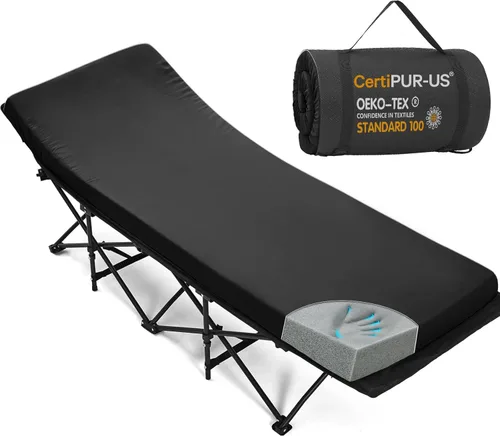 Vista 19 de CYMULA Colchón para Catre de Campamento de 2 pulgadas, Almohadilla para Dormir de Espuma Viscoelástica, Suave, Cálido, Antideslizante, Cubrecolchón