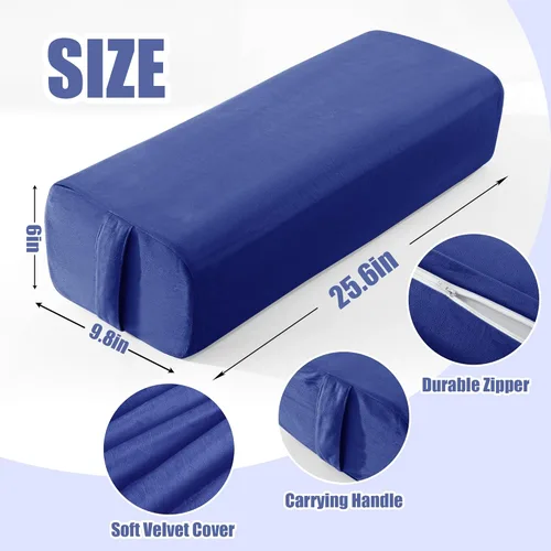 Vista 2 de MABOZOO Almohada de yoga, esponja de triple capa, cojín rectangular de yoga con asa de transporte, almohada de meditación con funda lavable