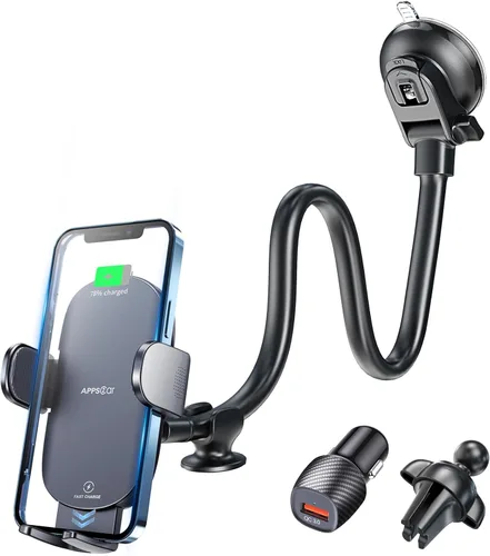 APPS2Car Wireless Car Charger 15W Fast Charging Car Phone Holder Charger Wireless Car Charger Mount for Dashboard Windshield Air Vent Compatible