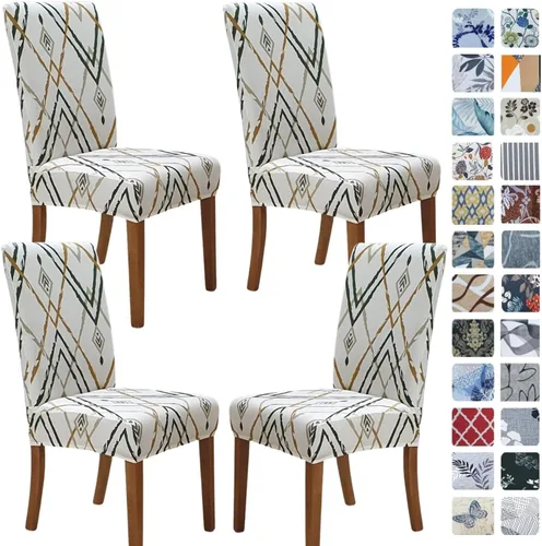 Vista 16 de SPRINGRICO Juego de 4 fundas para sillas de comedor, fundas elásticas para sillas de comedor, de elastano lavables, fundas para sillas Parsons
