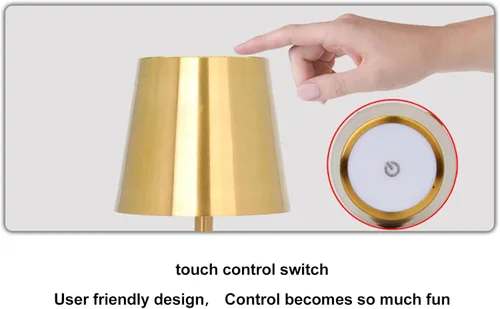 Vista 5 de TOPINCN Lámpara de mesa, lámpara de mesa LED de alto brillo regulable moderna y simple, lámpara de mesa inalámbrica recargable para bar restaurante