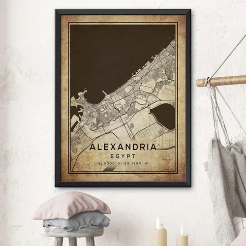 Vista 3 de Map of Alexandria, Egypt, Vintage Western (36x48)