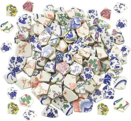 Lanyani Azulejos de Porcelana de Cerámica Rota para Manualidades de Mosaico Azulejos de Mosaico de Plato de China Azul y Blanco Esmaltados