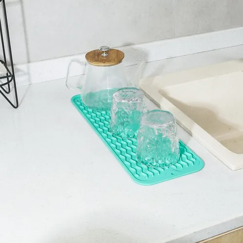 Vista 287 de MicoYang Alfombrilla de Silicona para Secar Platos de Múltiples Usos, Fácil de Limpiar, Ecológica, Alfombrilla de Silicona Resistente al Calor