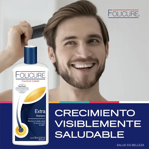 Vista 4 de 2 PACK!! FOLICURÉ EXTRA CHAMPÚ CONTROL CAÍDA CON BIOTINA, CRECIMIENTO FUERTE Y SANO