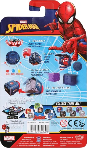 Vista 7 de Battle Cubes - Paquete de 2 Marvel Spider-Man, Spider-Gwen VS Green Goblin, libera poder, lanzar ataque, 2 cubos y 6 fichas, sistema de batalla