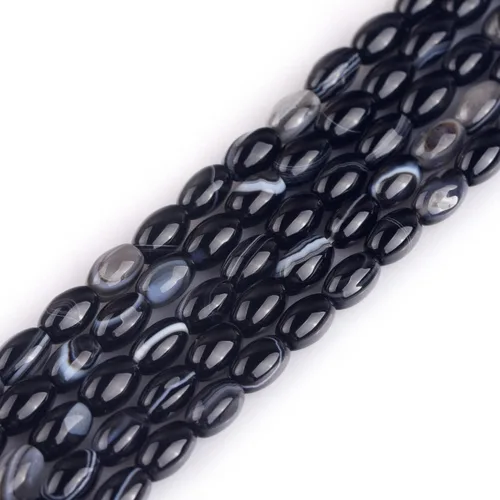 Vista 7 de GEM-Inside - Cuentas ovaladas de ágata de ónix de Botsuana marrón natural, de 0.315 x 0.472 in, para hacer joyas, suministros de manualidades hechos