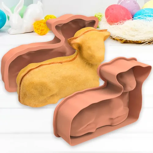 Vista 5 de Kamehame Molde para pastel de cordero, moldes de silicona 3D de cordero para hornear, molde de cordero de primavera para hornear Pascua