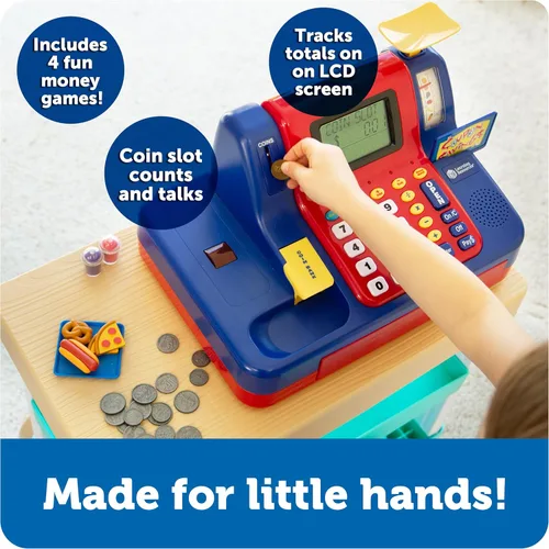 Vista 3 de Learning Resources Pretend & Play Caja registradora de enseñanza - Juegos de matemáticas, juego de simulación de tienda de comestibles, habilidades