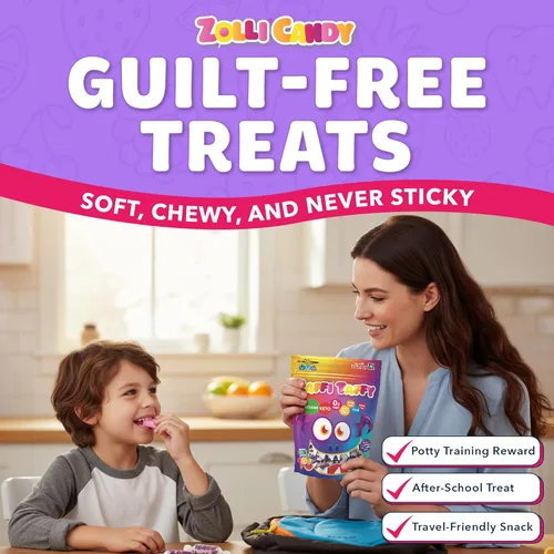 Vista 4 de Zollipops Zaffi Taffy de dientes limpios de Halloween, fruta natural, 10 onzas