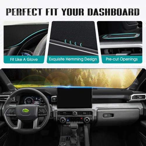 Vista 438 de FIILINES - Cubierta para tablero, accesorio para tablero de malla antideslizante, parasol sin reflejos y protector compatible con Toyota Tundra