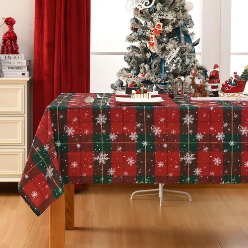 Vista 12 de Hiasan - Mantel impermeable a cuadros para comedor y día de campo Rojo y negro