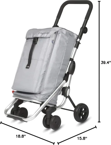 Vista 6 de PlayMarket GO UP Carrito de compras plegable con ruedas giratorias, texturizado