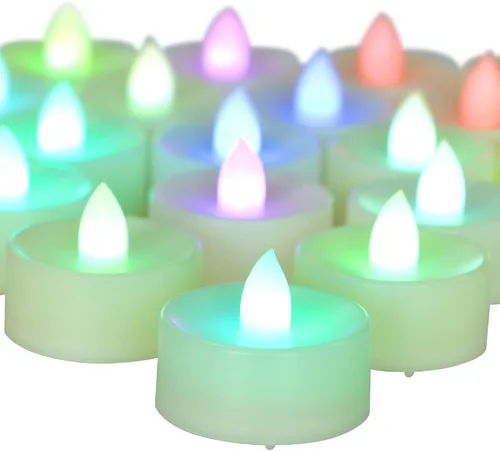 Vista 6 de CANDLE CHOICE Velas de té sin llama que funcionan con pilas, velas LED parpadeantes brillantes para centros de mesa de boda, Halloween, Acción