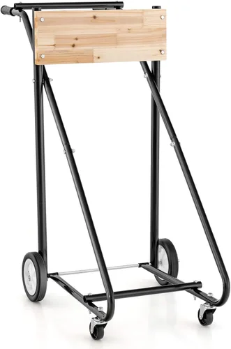 S AFSTAR Soporte de motor fuera de borda, carrito de motor resistente con tablero de madera contrachapada gruesa maciza, 4 ruedas lisas, mango