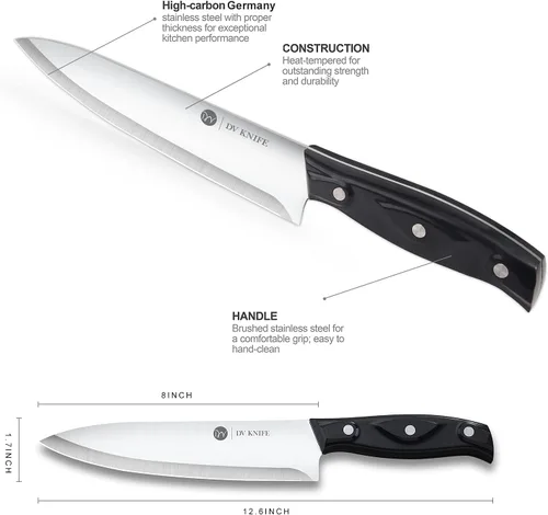 Vista 2 de Chef Knife - Kitchen Knives, 8 inch Chef's Knife, 4 inch Paring Knife, High Carbon Stainless Steel with Ergonomic Handle