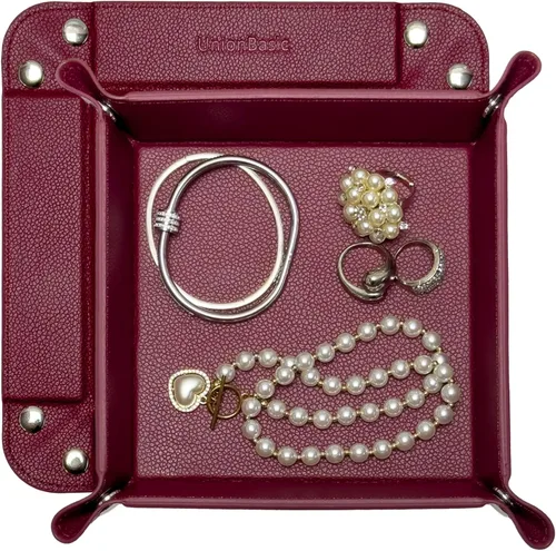 Vista 46 de UnionBasic Bandeja pequeña de valet, bandeja de joyería para anillos, relojes, aretes, organizador de entrada para monedas y llaves, soporte