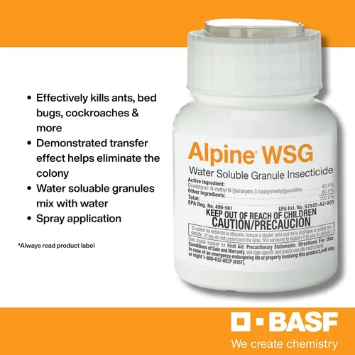 Vista 2 de BASF Alpine WSG Gránulo soluble en agua Insecticida, control de plagas para interiores y exteriores para hormigas, moscas, chinches, cucarachas