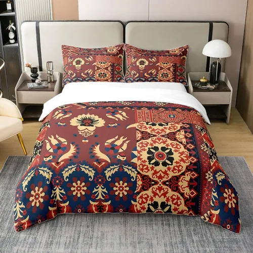 Vista 14 de Juego de funda de edredón 100% algodón orgánico con diseño geométrico geométrico en blanco y negro, juego de funda de edredón con patrón geométrico