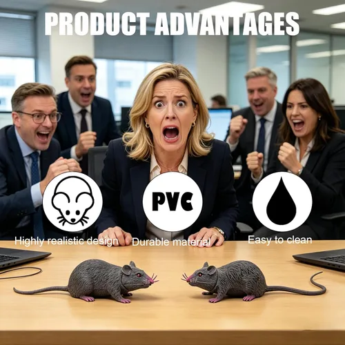 Vista 5 de 6 Pack Fake Rat Large Rubber Mice Realistic Plastic Prank Rats Halloween Props Scary Faux Mice for Pranks Practical Joke Gifts Party Decorations