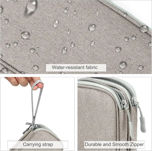 Vista 381 de FYY Organizador para accesorios electrónicos, para viajes, para cables, celular y cargadores, estuche portátil, impermeable, doble capa, bolsa