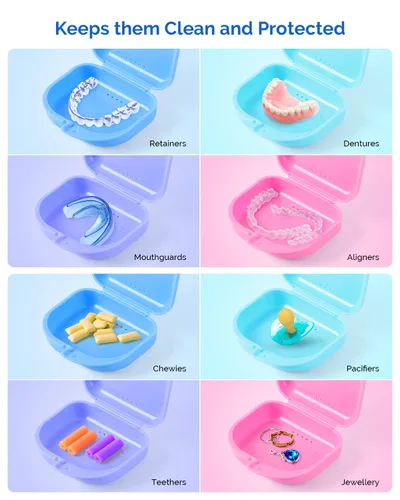 Vista 7 de JMU Estuche para retenedores con orificios de ventilación, estuche para protector bucal contenedor de almacenamiento dental (verde azulado)