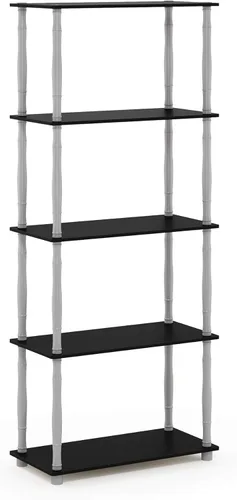 Vista 46 de Furinno Turn-N-Tube - Mesa auxiliar ovalada moderna sin necesidad de herramientas, color blanco, blanco virgen