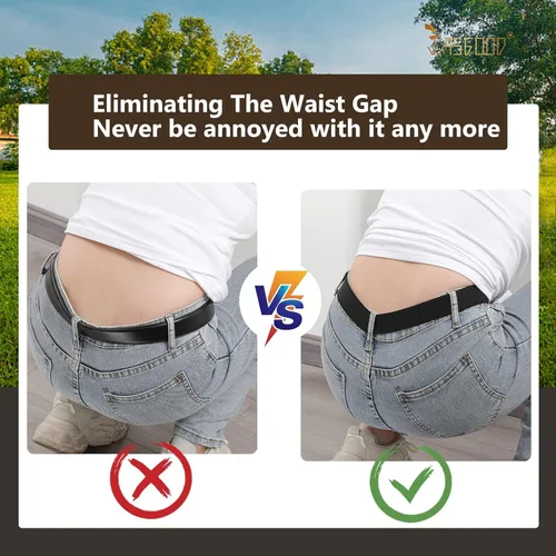 Vista 6 de JASGOOD Cinturón elástico invisible para mujer, cinturón elástico con hebilla plana para jeans, pantalones, vestidos