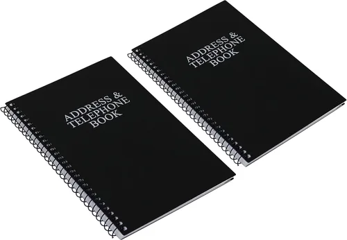 Vista 8 de Iconikal Libreta de direcciones y teléfono, negro, paquete de 2