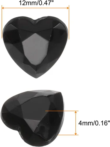 Vista 2 de MECCANIXITY 40 piezas de cuentas de acrílico con forma de corazón, 12 mm, con parte trasera plana, gemas de plástico para joyería, pegatinas