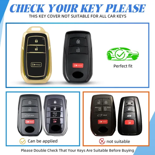 Vista 2 de Funda para llavero de Toyota con 3 botones (oro/negro)