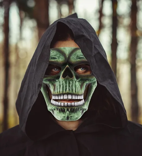 Vista 5 de Máscara de esqueleto, disfraz de calavera Steampunk, accesorio de disfraz de cara completa para Halloween, fiestas y eventos de terror