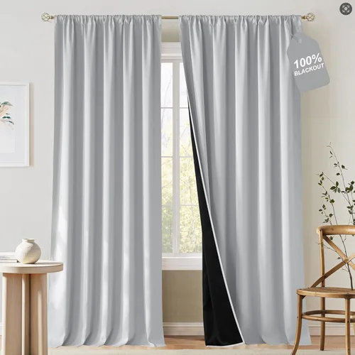 Vista 45 de NICETOWN Cortinas naturales de cocina de 36 pulgadas de largo, bolsillo para barra, 100% opacas, tratamientos de ventana fáciles de combinar