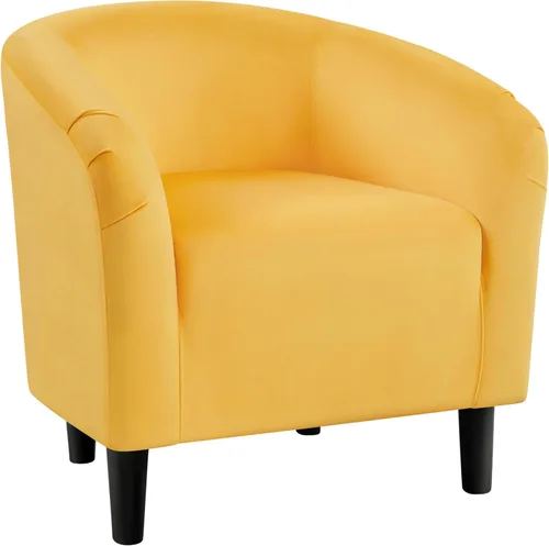 Vista 19 de Yaheetech Silla Accent tipo barril, silla de club de tela de pana, elegante sillón de sherpa peludo con acolchado suave y acogedor, adecuado