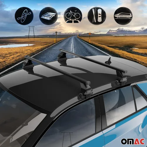 Vista 3 de OMAC Portaequipajes de techo liso barras transversales portador para Audi A3 Hatchback 2006-2013 negro 2 piezas