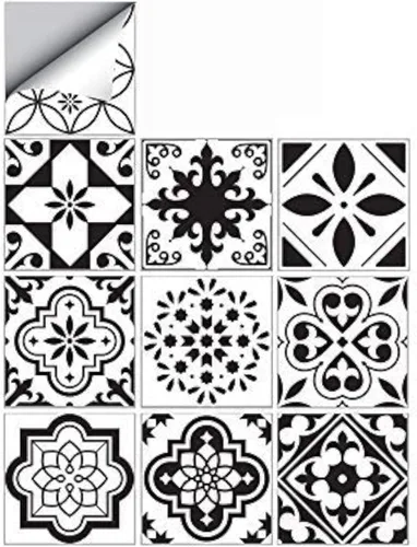 Vista 12 de 25 calcomanías de azulejos de estilo marroquí, 4x4 pulgadas (10x10cm) murales tradicionales de bricolaje, calcomanías de azulejos impermeables a