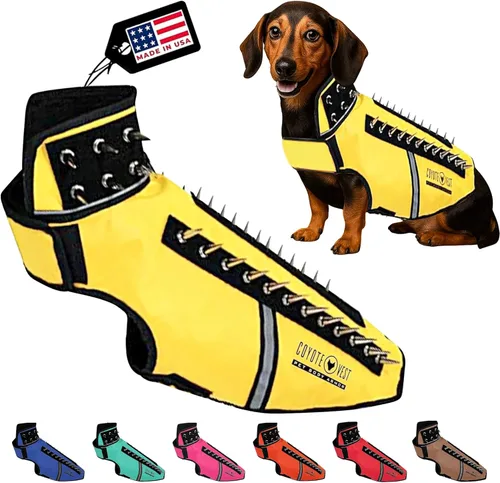 Vista 10 de CoyoteVest SpikeVest - Chaleco de arnés para perro, accesorios reflectantes para perros con picos para proteger a tu mascota de ataques de Raptor