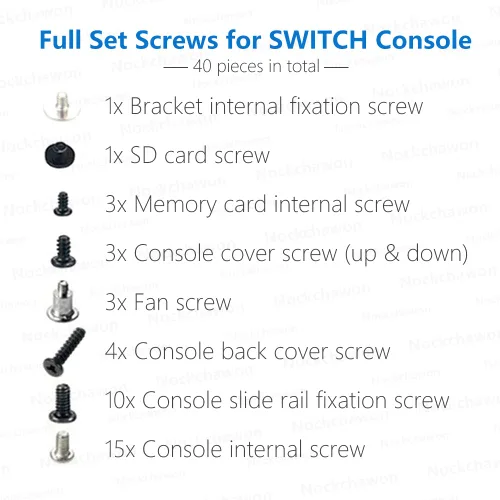 Vista 2 de Full Screw Set Replacement for Nintendo Switch Console Compatible for Philips Head Screw40Pack