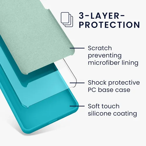 Vista 554 de kwmobile Funda Compatible con Google Pixel 6 Pro - Funda de teléfono de silicona TPU con acabado suave - Azul Arrecife