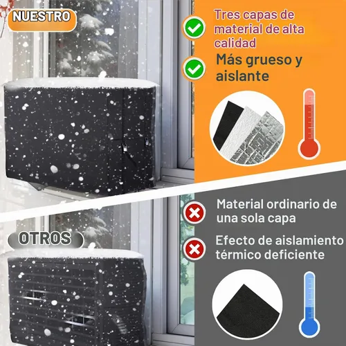Vista 4 de Cubiertas de aire acondicionado para unidades de ventana, aislamiento de 3 capas, cubierta exterior de CA con correa de hebilla de metal, toldo