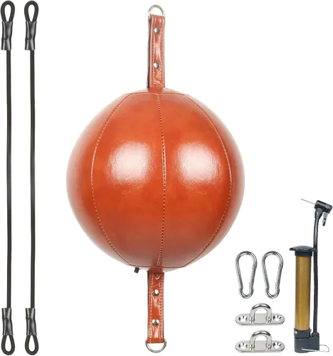 Vista 11 de InnoLife Kit de saco de boxeo de doble extremo con bola de perforación, kit de reacción de velocidad con cordones elásticos, perfecto