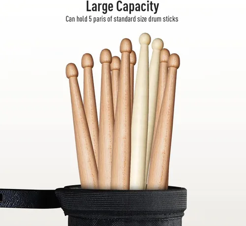 Vista 2 de SONICAKE Soporte para baquetas, bolsa ajustable de nailon para baquetas, baquetas o cepillos, bolsa de contenedor de mazos, soporte de aleación