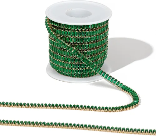 Vista 51 de 2 yardas de diamantes de imitación flotantes de cristal de circón para cerrar, cadena rectangular con cuentas para costura, manualidades, decoración